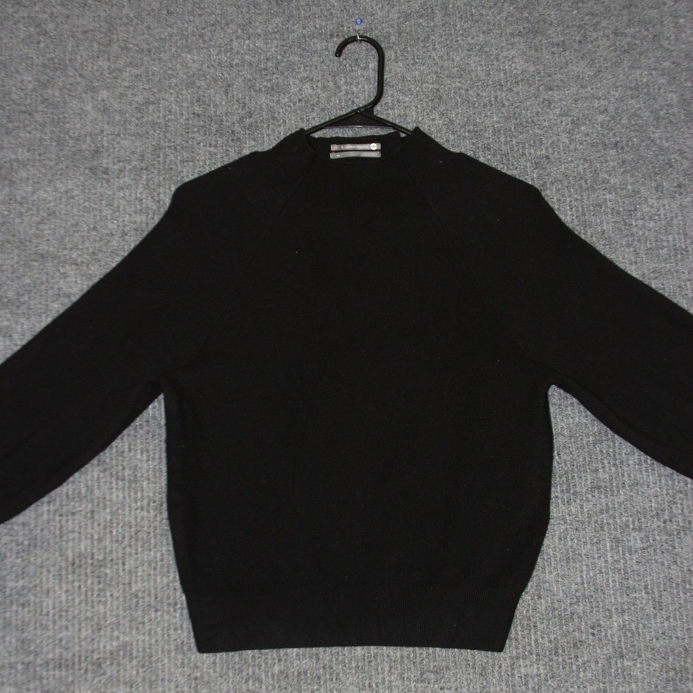 Anthropologie Sweater Womens XS Black‎ Mock Neck Puff Sleeve Ribbed Knit Winter